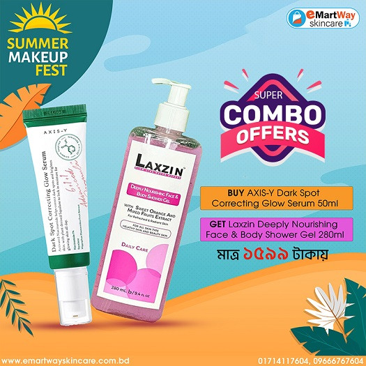 Skincare Combo (AXIS-Y Dark Spot Correcting Glow Serum 50ml & Laxzin Deeply Nourishing Face & Body Shower Gel 280ml)